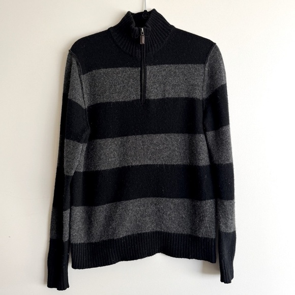 Men’s J Crew Lambswool Quarterzip Striped Sweater Size S - Picture 1 of 4